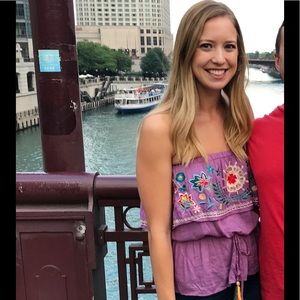 Embroidered Strapless Top